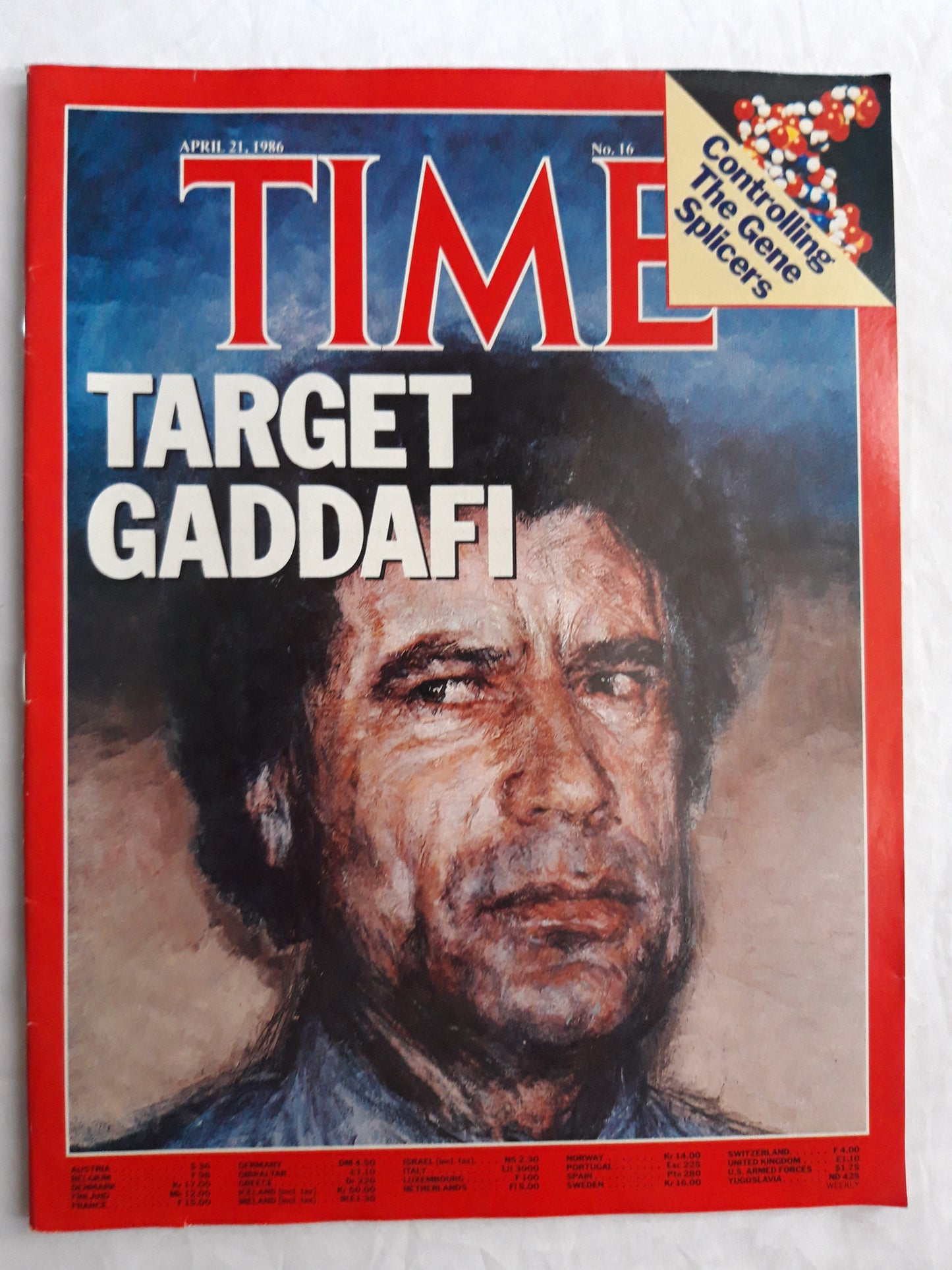 Time magazine Target Muammar Gaddafi Controlling The Gene Splicers 21.04.1986 21. 21st April 1986 No. 16