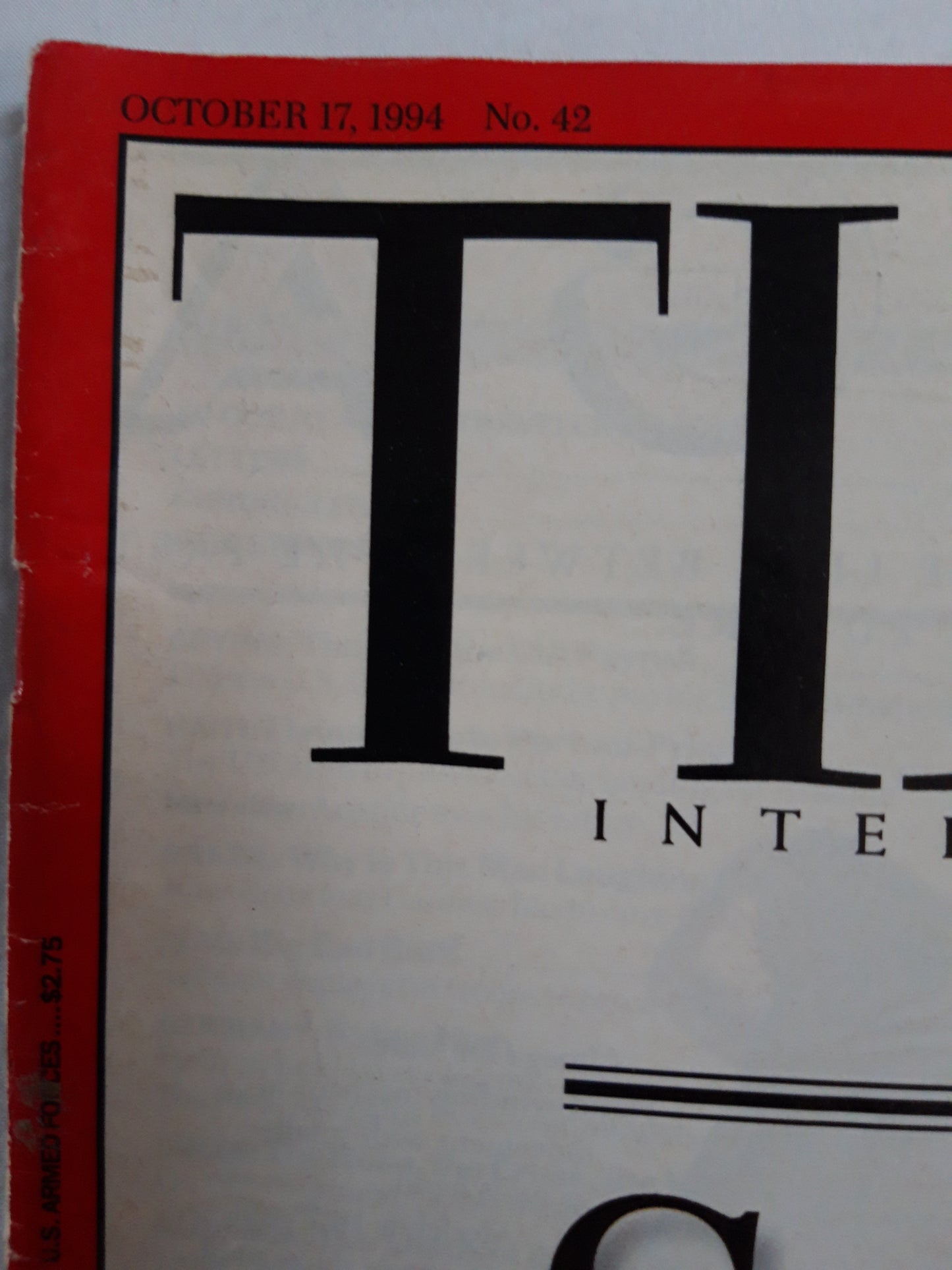 Time magazine Sex in America Suprising news from the most important survey since th Kinsey Report The CIA in Haiti Death by cult No. 42 17.10.1994 17th October Oktober 1994