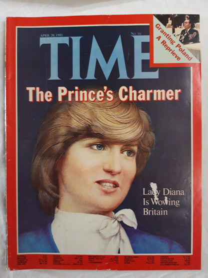 Time magazine The Prince`s Charmer Lady Diana Is Wowing Britain Granting Poland a Reprieve 20.04.1981 No. 16 20. 20th April 1981 No. 16