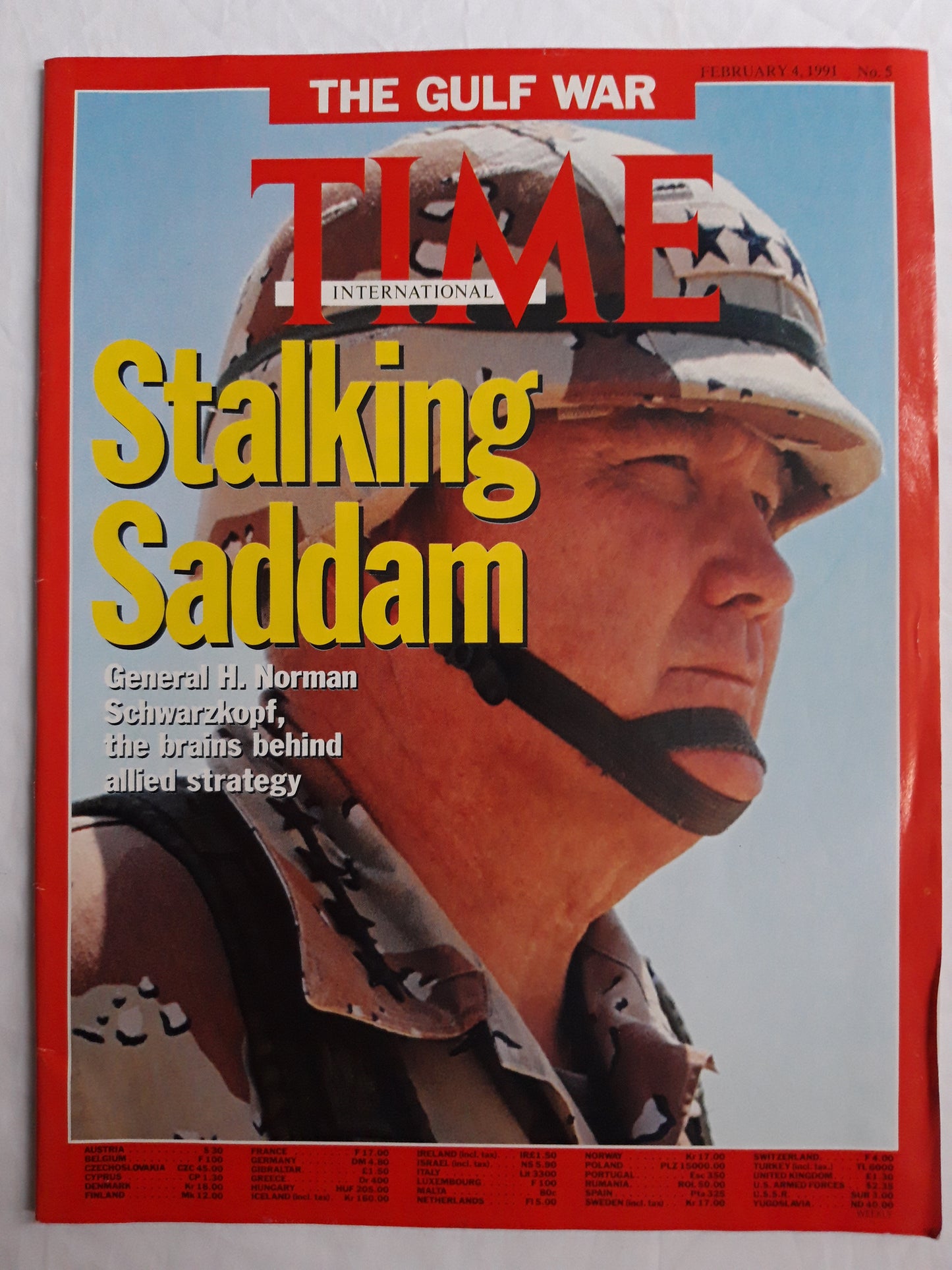 Time magazine The Gulf war Stalking Saddam General H. Norman Schwarzkopf the brains behind allied strategy 04.02.1991 No. 504. 4th February No.5