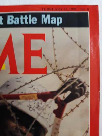 Time magazine Beginning Of the End Special: Pullout Battle Map The Ground war: How it will be fought Inside Iraq: Photos of the bimbing 25.02.1991 25th 25. February 1991 No.8