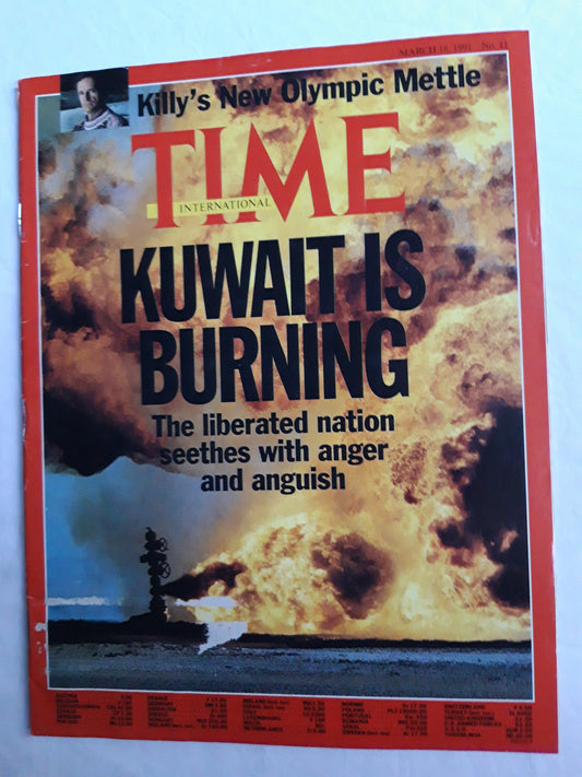 Time magazine Killy`s New Olympic Mettle Kuwat is burning The liberated nation seethes with anger and anguish 18.03.1991 18th 18. March März 1991 No. 11