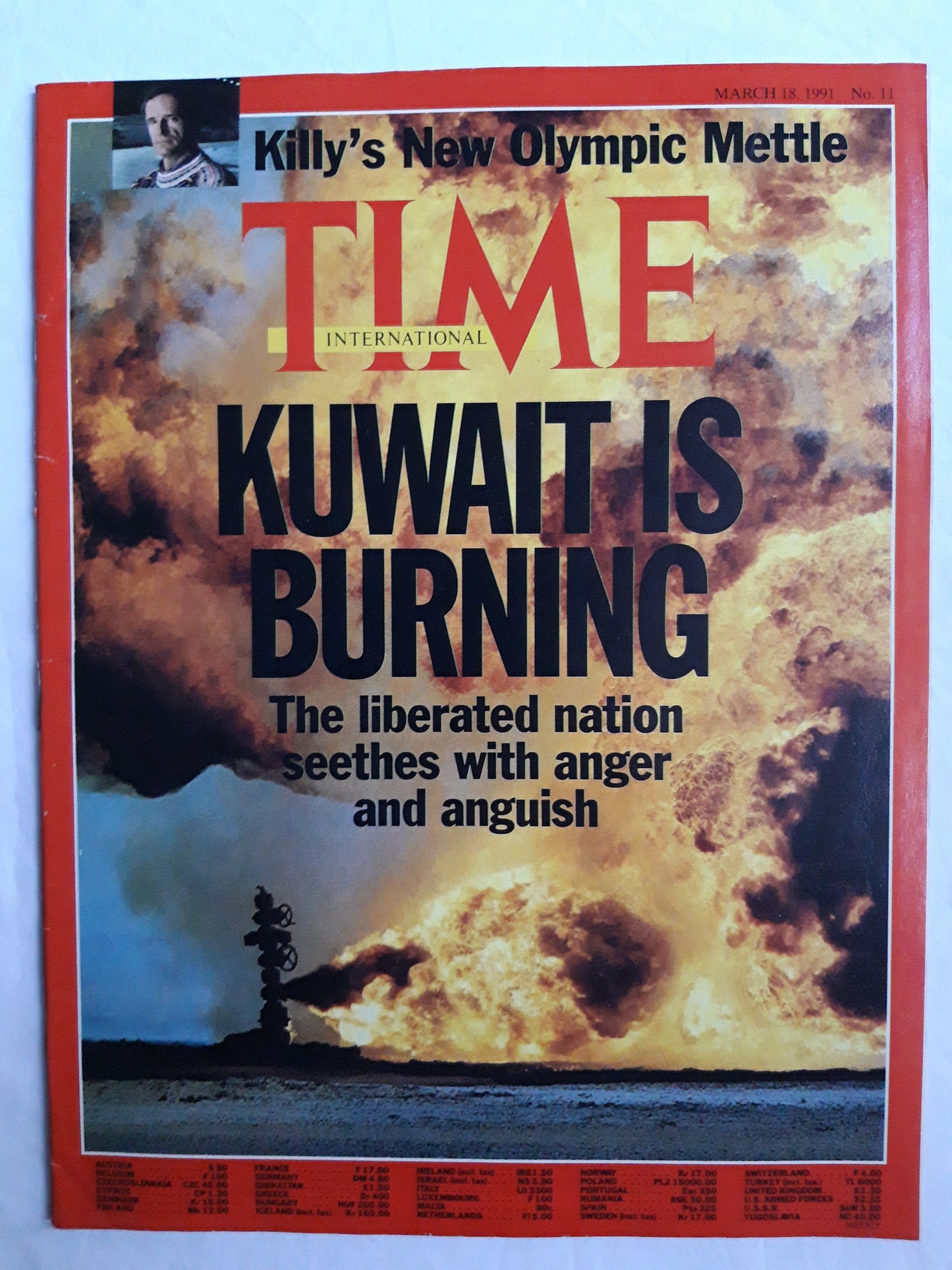 Time magazine Killy`s New Olympic Mettle Kuwat is burning The liberated nation seethes with anger and anguish 18.03.1991 18th 18. March März 1991 No. 11