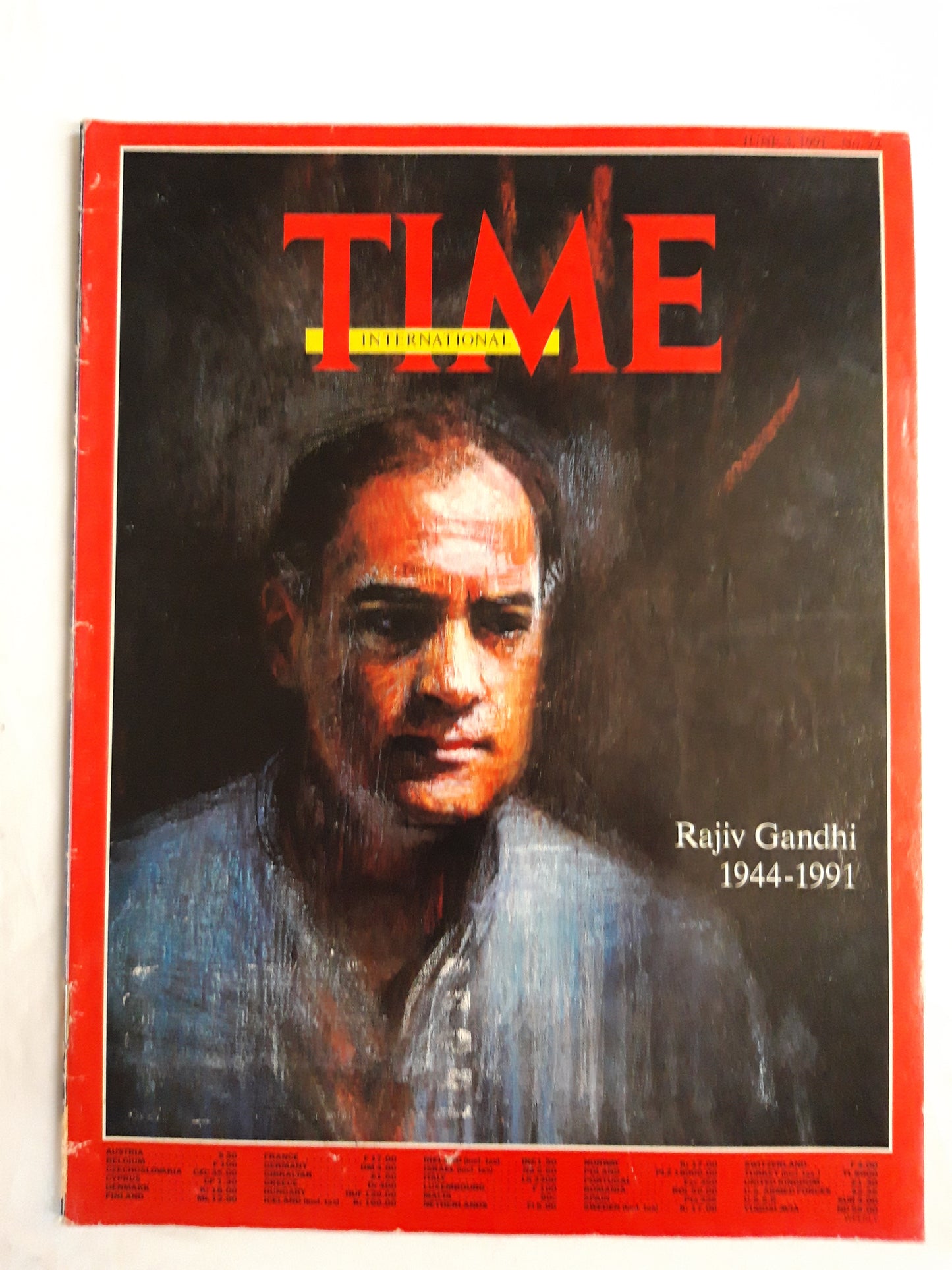Time magazine Rijiv Gandhi 03.06.1991 No. 22 3rd June 03. Juni 1991