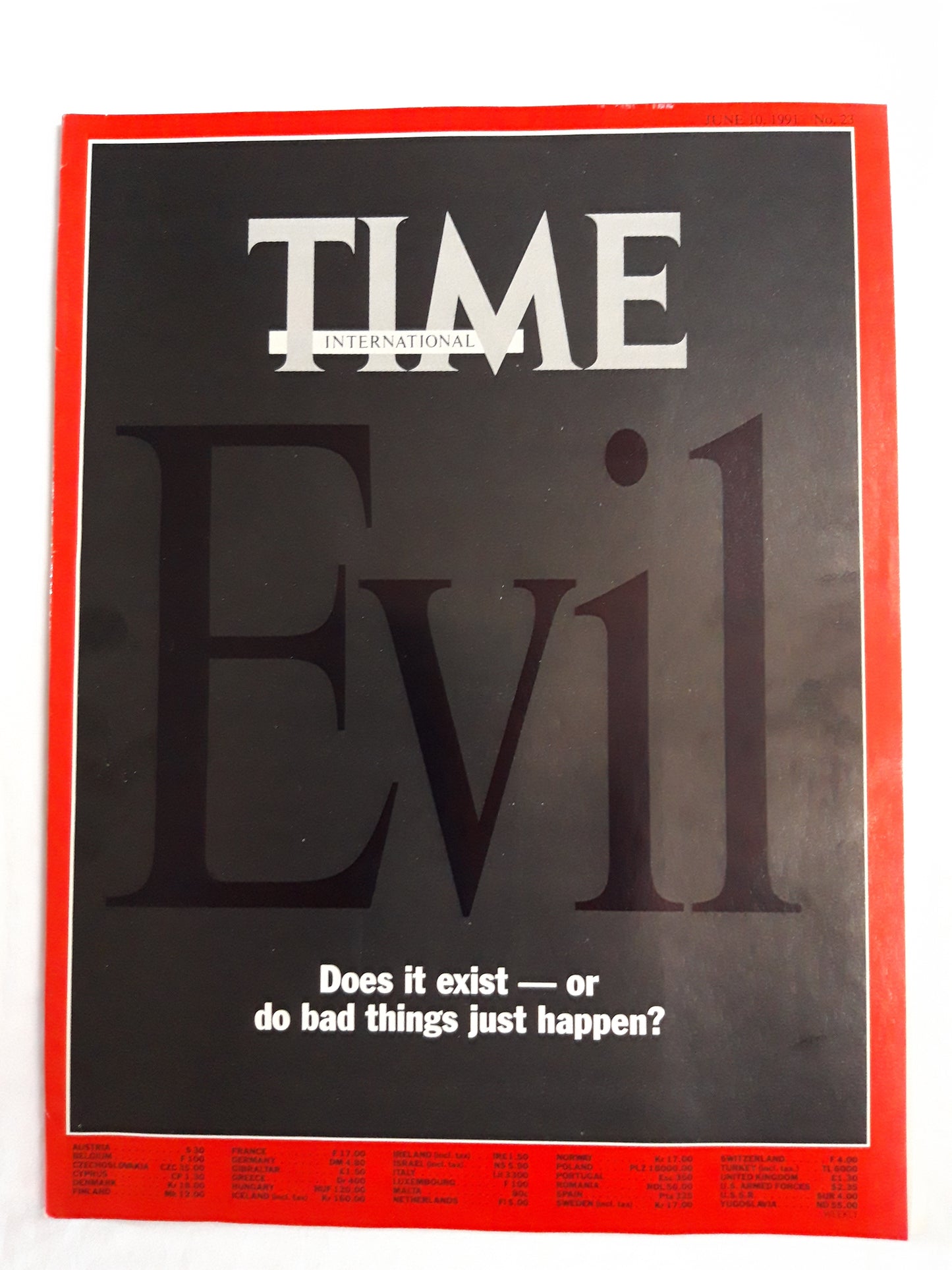 Time magazine Evil Does it exist  - or do bad things just happen? 10.06.1991 10th June 10. Juni 1991 No. 23