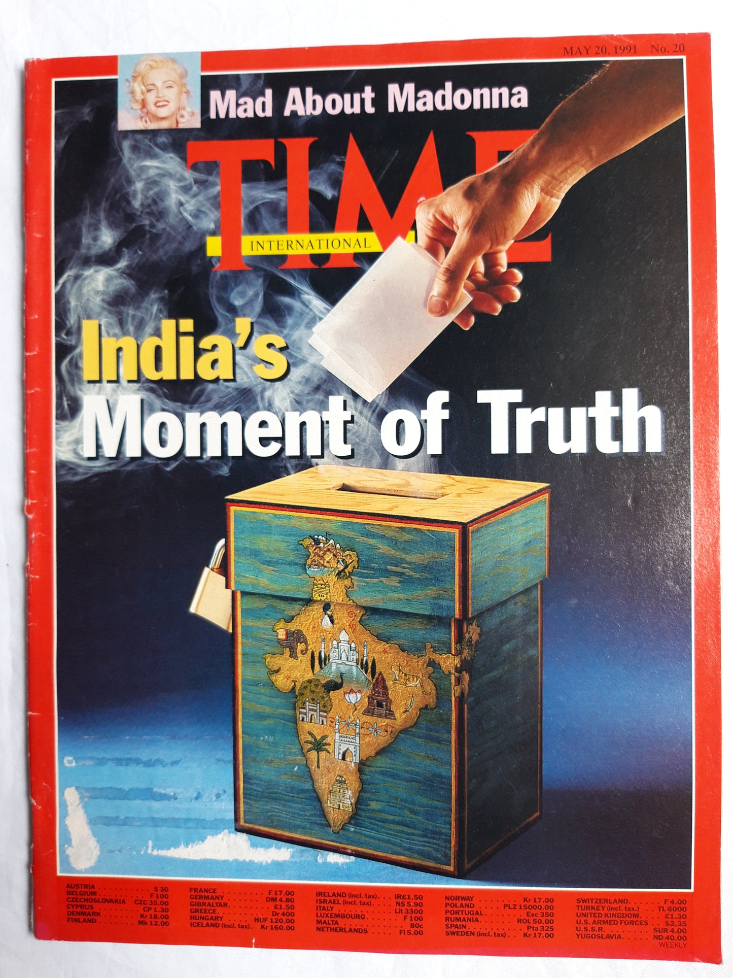 Time magazine India`s Moment of Truth Mad about Madonna 20.05.1991 20th May 20. Mai 1991 No. 20