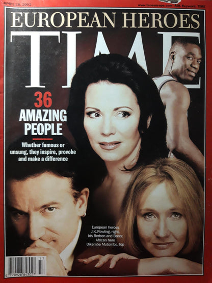 Time magazine 36 amazing people J. K. Rowling Iris Berben Bono African hero Dikembe Mutombo 28.04.2003 April 2003