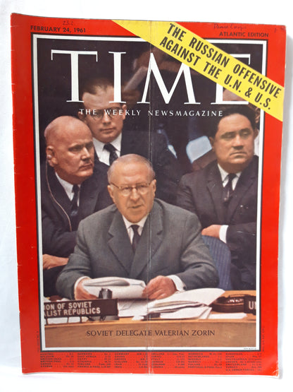 Time magazine Soviet Delegate Valerian Zorin Russian Offensive against The U.N. & U.S. 24.02.1961
