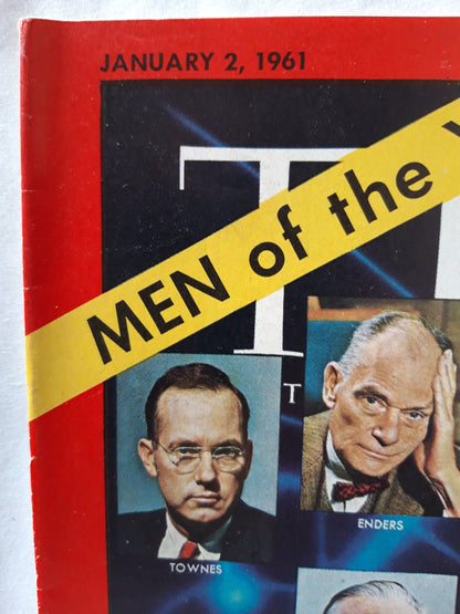 Time magazine Men of the year Atlantic edition U.S.Scientists 02.01.1961 Januar 1961 Townes Enders Segrè Rabi Teller Lederberg Woodward Beadle Purcell Libby Shockley Draper Glaser Pauling Van Allen