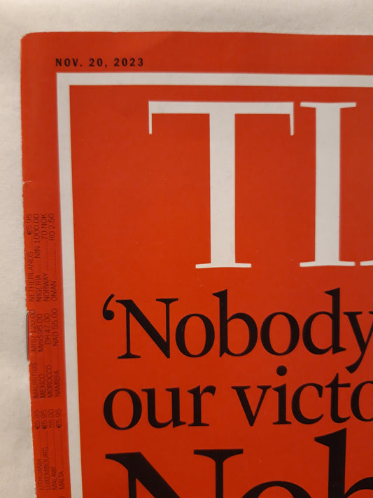 Time magazine Nobody believes in our victory like I do. Volodimir Zelensky Ukraine 20.11.2023 20.November 2023
