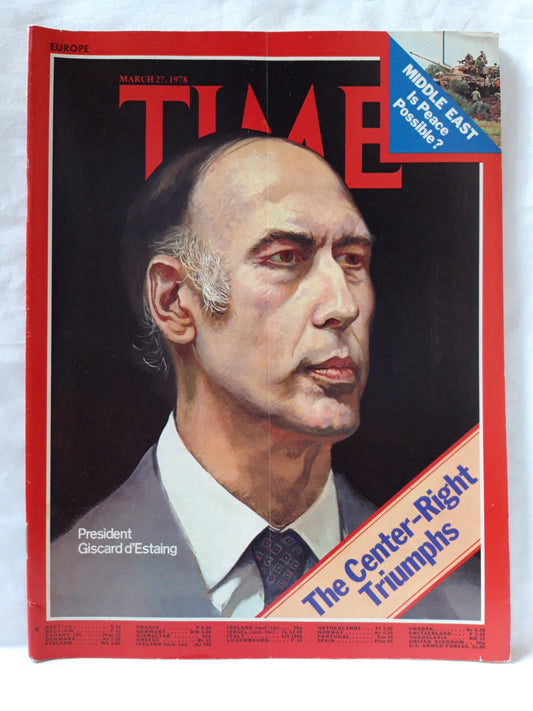 Time magazine President Giscard d'Estaing The Center-Right Triumphs Middle East 27.03.1978 März 1978
