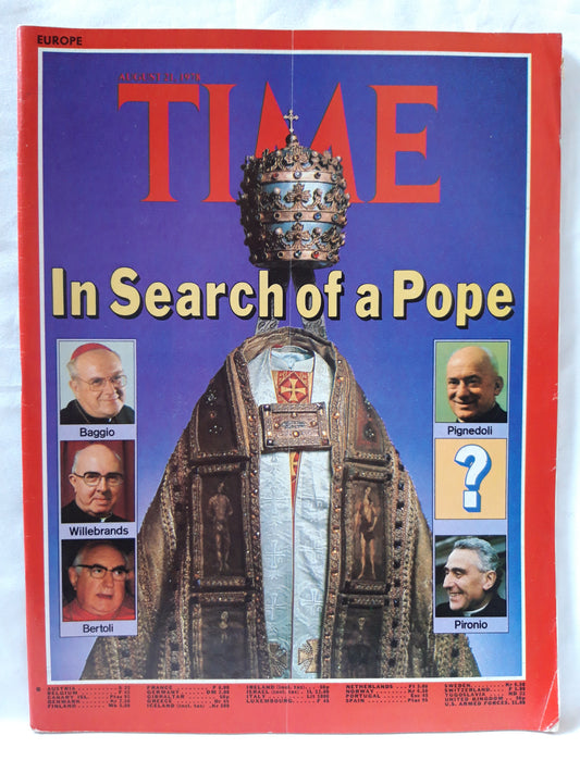 Time magazine In Search of a Pope Baggio Willebrands Bertoli Pignedoli Pironio 21.08.1978 August 1978