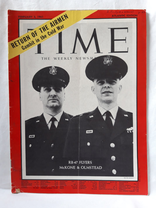 Time magazine RB-47 Flyers McKone & Olmstead Return of the Airmen Gambit in the Cold War 03.02.1961 Februar 1961