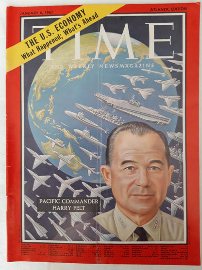 Time magazine Pacific Commander Harry Felt U.S. Economy 06.01.1961 Januar 1961