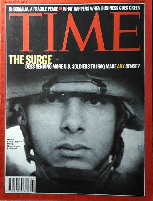 Time magazine The Surge Marine Lance Corporal Phillip Busenlehner in Ramadi Somalia 15.01.2007 January 2007
