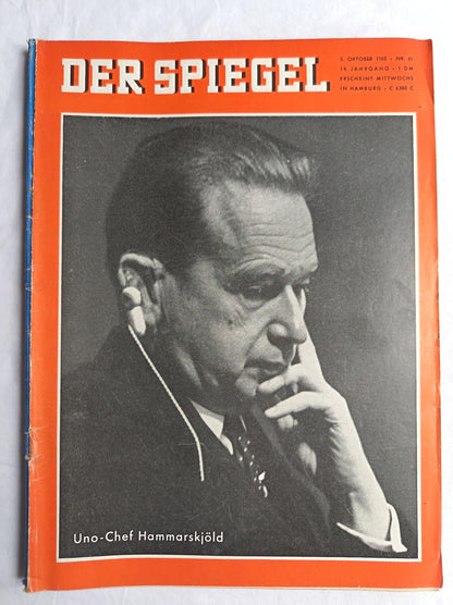 Der Spiegel Uno-Chef Hammarskjöld 05.10.1960 Nr. 41 05. 05th Oktober October 1960