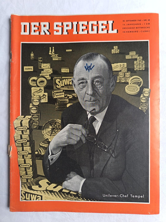 Der Spiegel Unilever - Chef Tempel 28.09.1960 Nr. 40 28. 28th September 1960