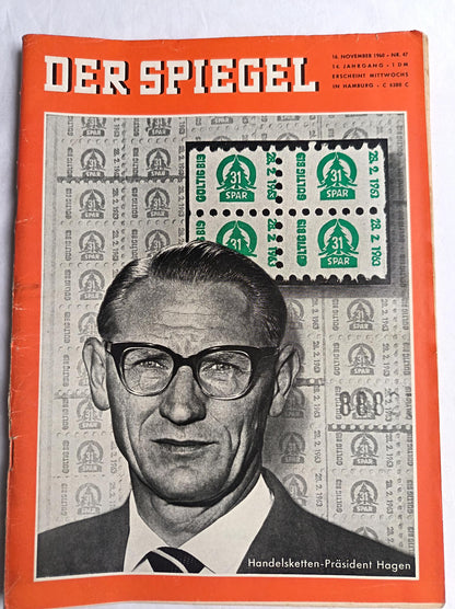 Der Spiegel Handelsketten-Präsident Hagen 16.11.1960 Nr. 47 16. 16th November 1960