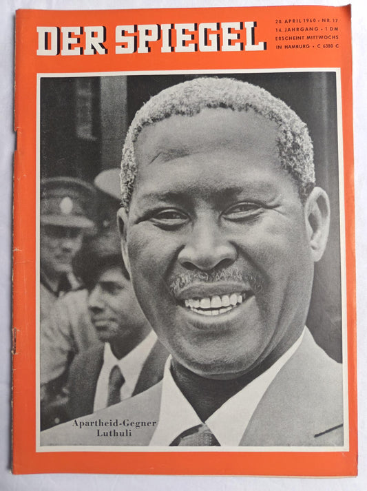 Der Spiegel Apartheid Gegner Luthuli 20.04.1960 Nr. 17 20. 20th April 1960