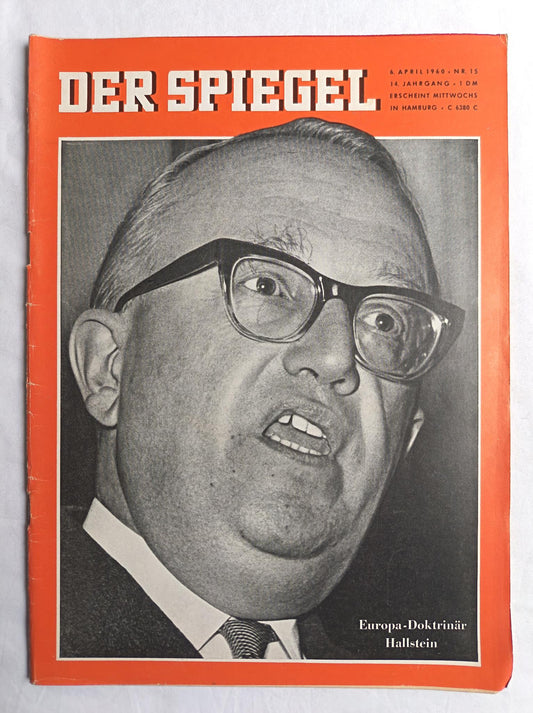 Der Spiegel Europa-Doktrinär Hallstein 06.04.1960 Nr. 15 06. 6th April 1960