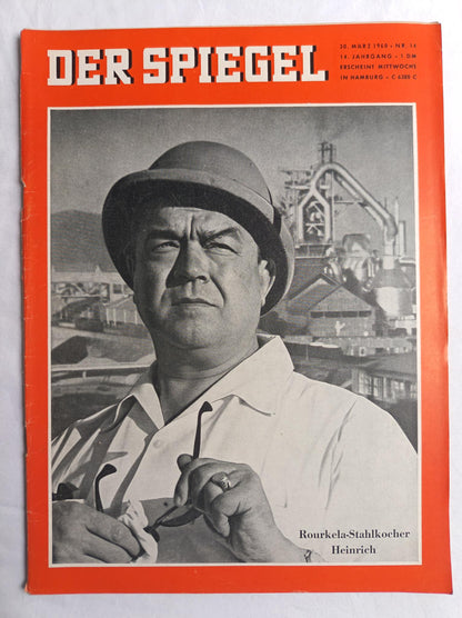 Zeitschrift Der Spiegel Rourkela-Stahlkocher Heinrich 30.03.1960 Nr. 14 30th 30. March März 1960