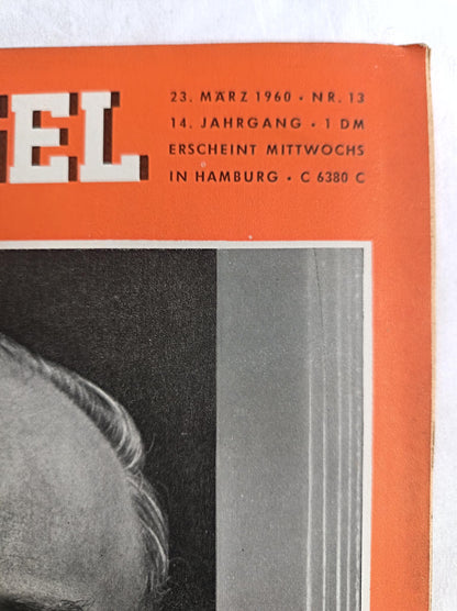Magazine Zeitschrift Der Spiegel Gebremster Reformer Blank Forsetzung: Die Rote Hand 23.03.1960 Nr. 13 23rd 23. March März 1960