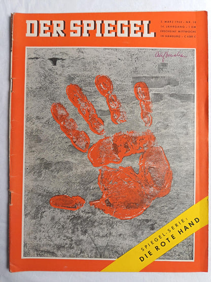 Magazine Zeitschrift Der Spiegel - Serie Die Rote Hand 02.03.1960 Nr. 10 2nd 02. März Narch 1960